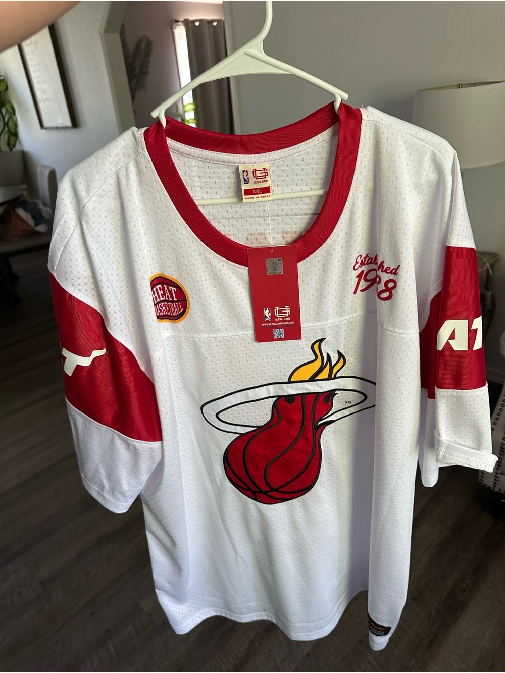 NBA Miami White and Red Home Basketball Jersey